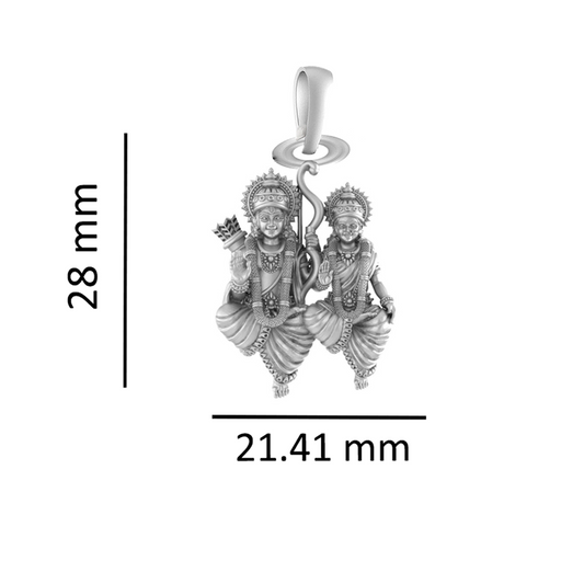 Akshat Sapphire 92.5% Pure Sterling Silver God Ram and Maa Sita (Big Size) Pendant for Men & Women