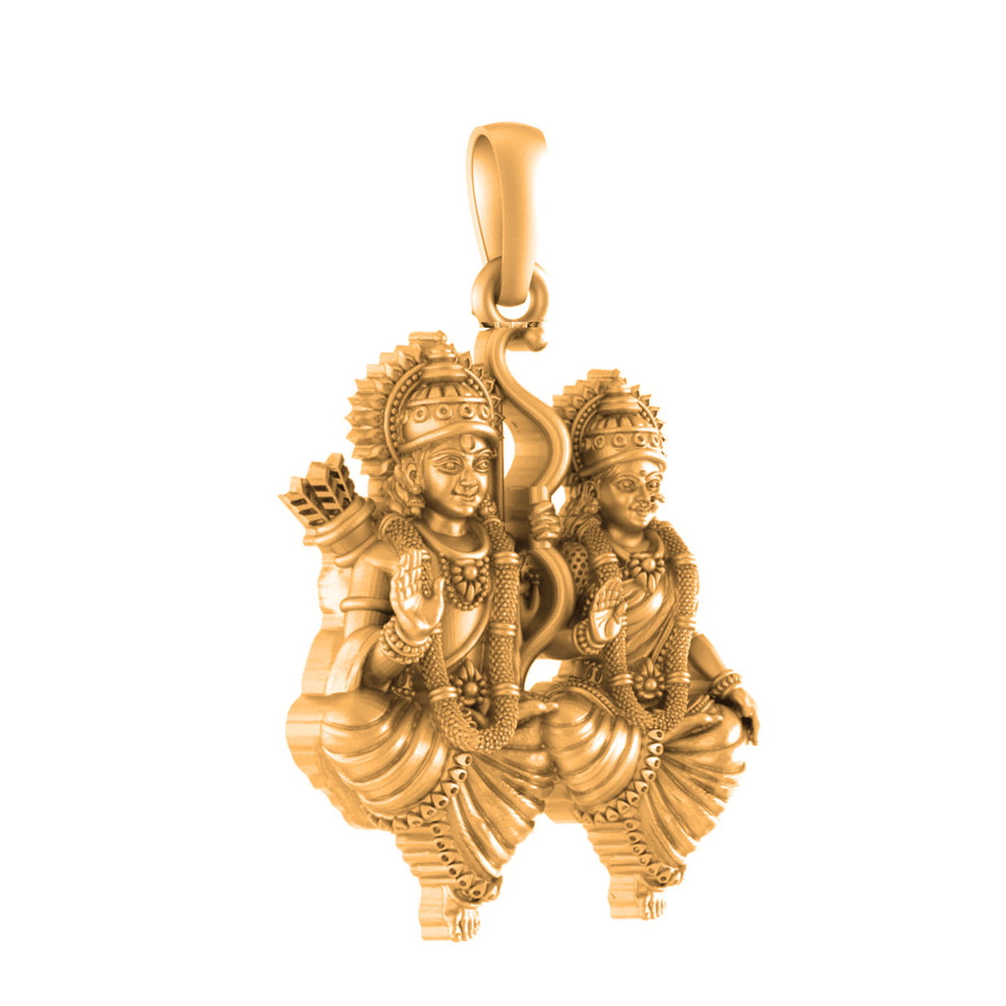 22 CT Gold Plated Silver (92.5% purity) God Ram and Maa Sita (Big Size) Pendant for Men and Women