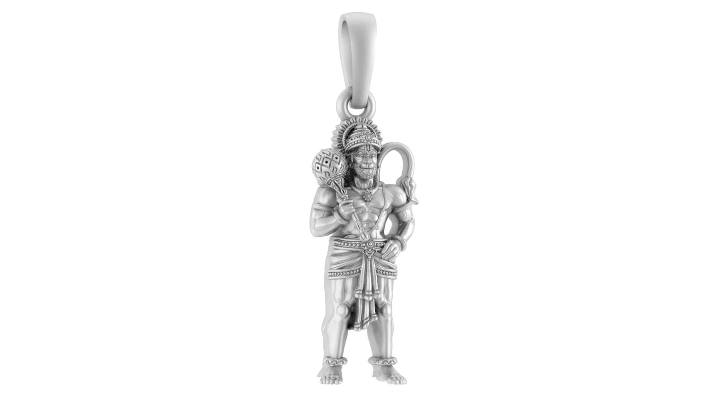 Akshat Sapphire Sterling Silver (92.5% purity) God Hanuman (Big Size) Pendant for Men Pure Silver Lord Bajrang Bali (Big Size) Locket for Good Health & Wealth
