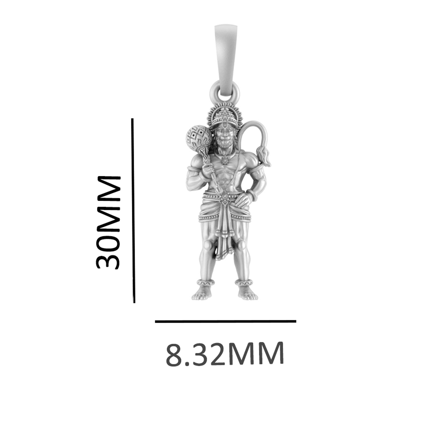 Akshat Sapphire Sterling Silver (92.5% purity) God Hanuman (Big Size) Pendant for Men Pure Silver Lord Bajrang Bali (Big Size) Locket for Good Health & Wealth