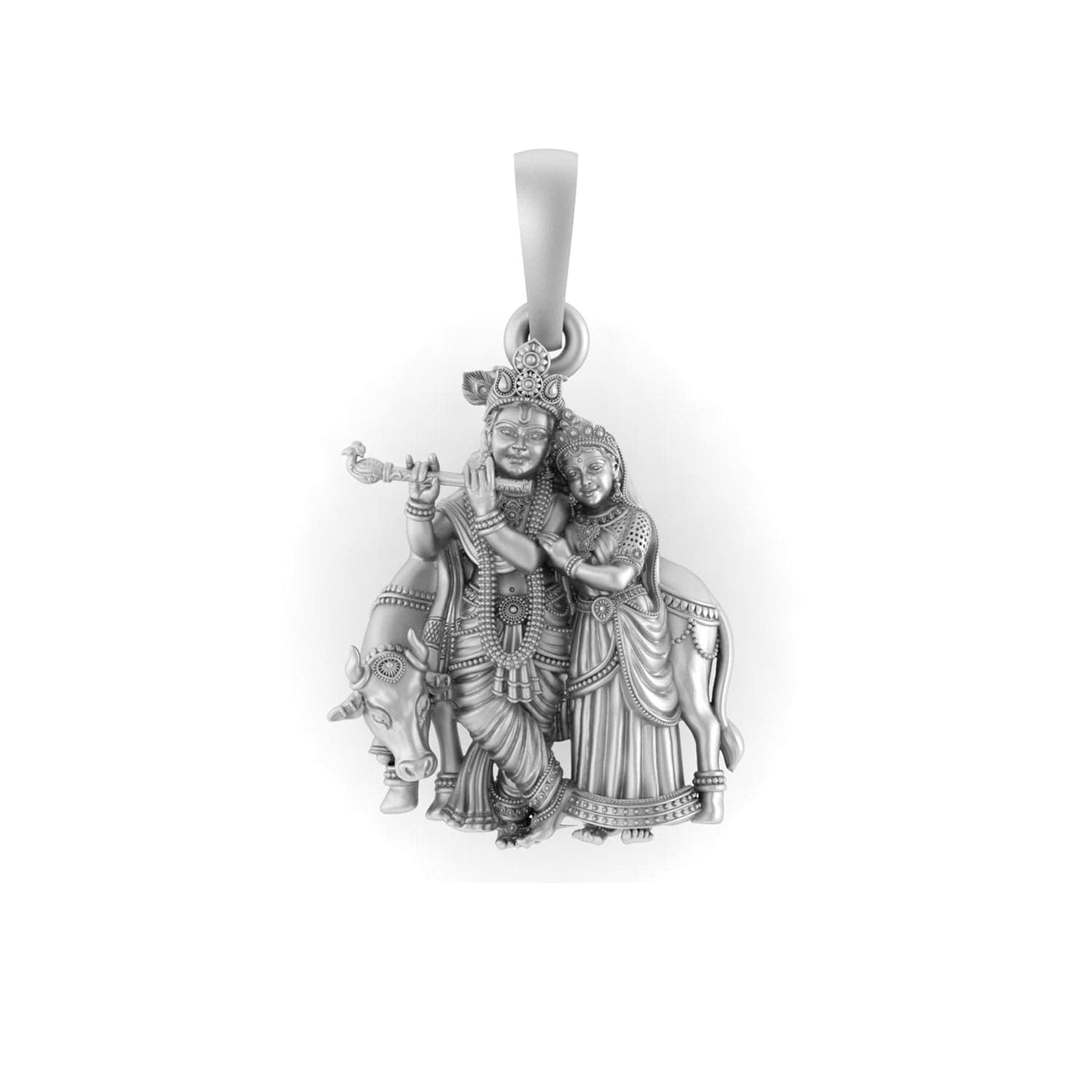 Akshat Sapphire Sterling Silver (92.5% purity) (Big Size) God Radha Krishna Pendant for Men & Women Pure Silver Lord Radha kishan(Big Size) Locket for Good Health & Wealth