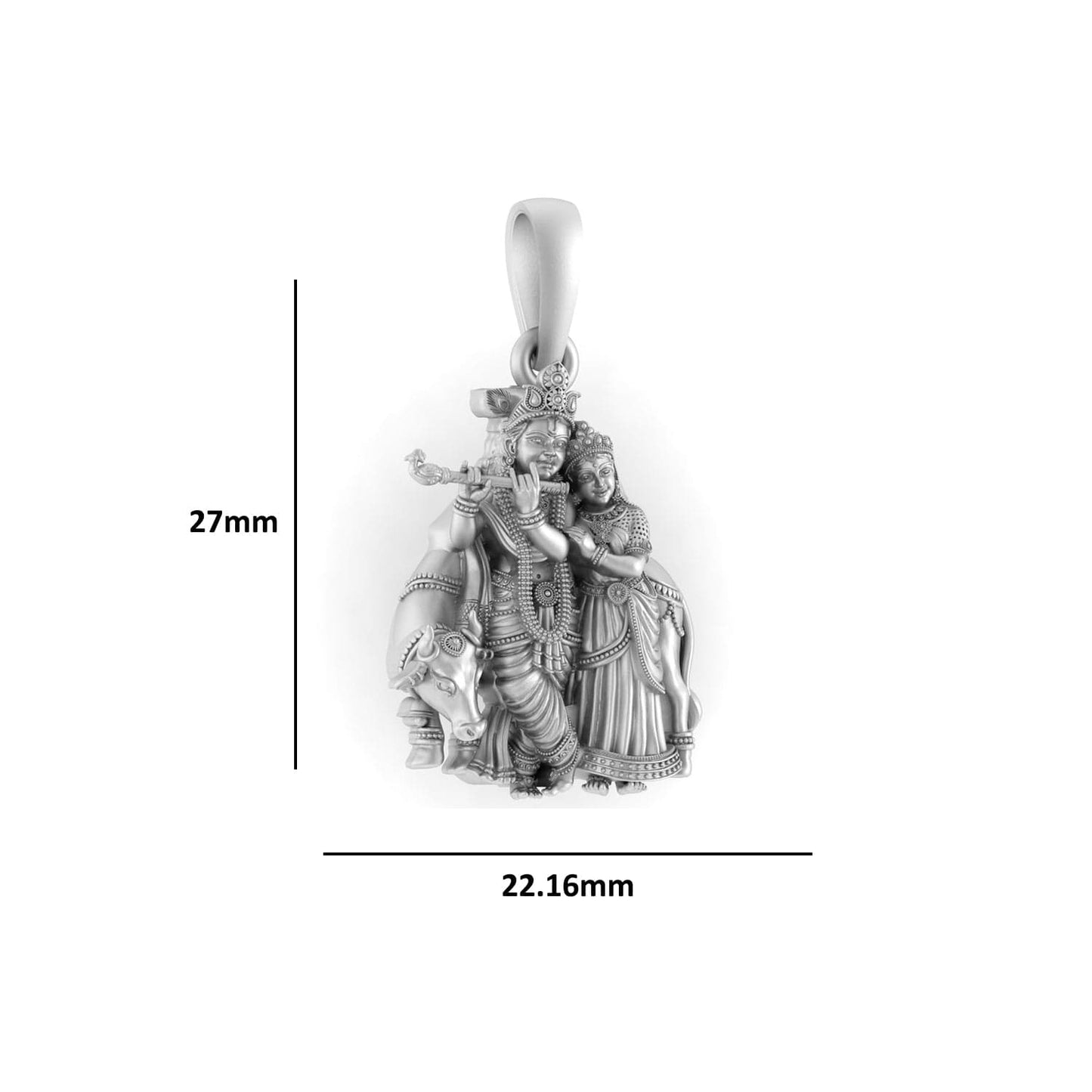 Akshat Sapphire Sterling Silver (92.5% purity) (Big Size) God Radha Krishna Pendant for Men & Women Pure Silver Lord Radha kishan(Big Size) Locket for Good Health & Wealth