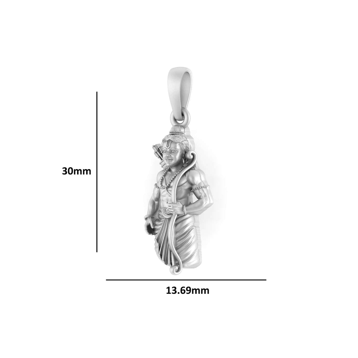 Akshat Sapphire Sterling Silver (92.5% purity) God Ram (Big Size) Pendant for Men & Women Pure Silver Bhagwan Shri Ram (Big Size) Locket for Good Health & Wealth