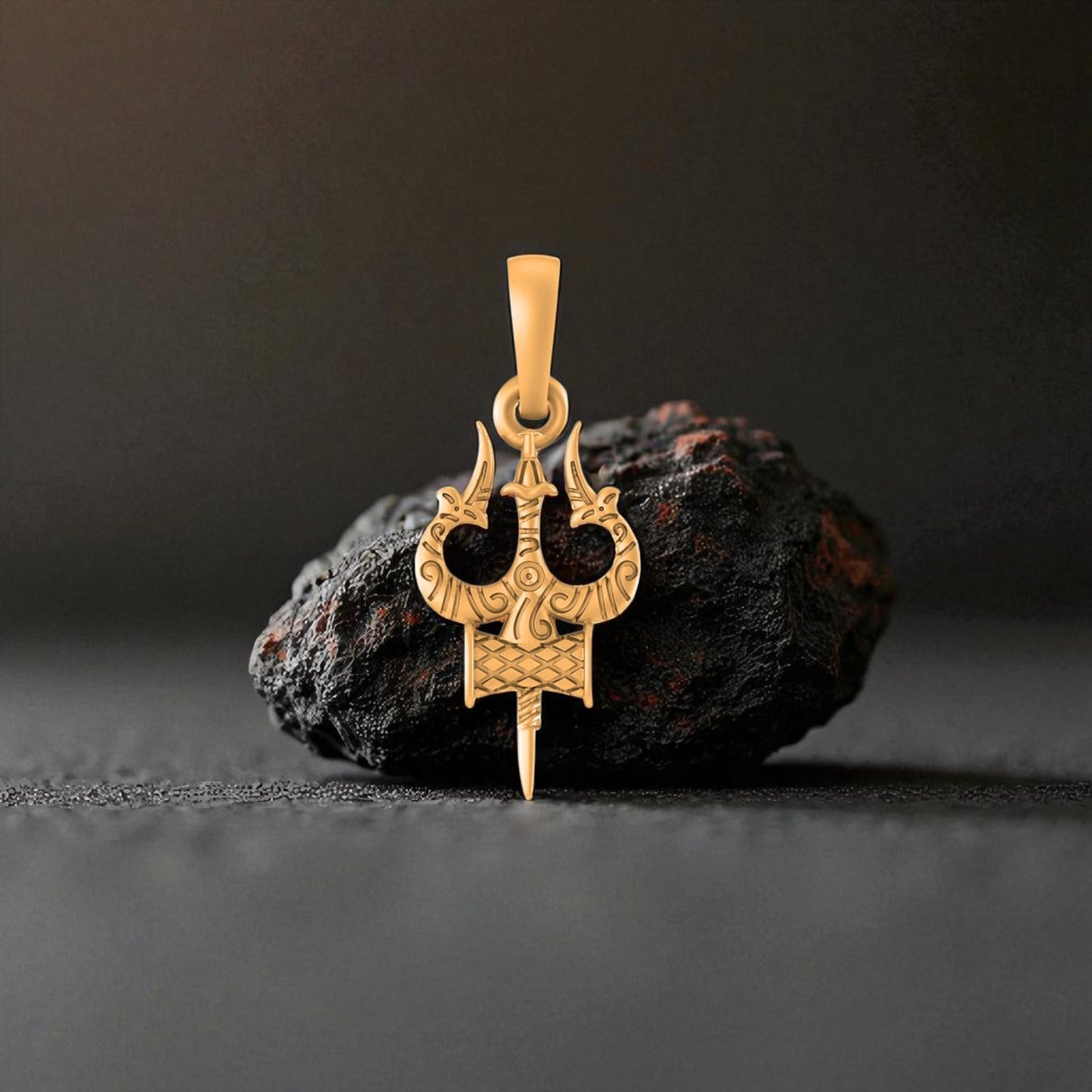 22 CT Gold Plated Silver (92.5% purity) Spiritual Shiva Trishul (Big Size) Pendant for Men and Women