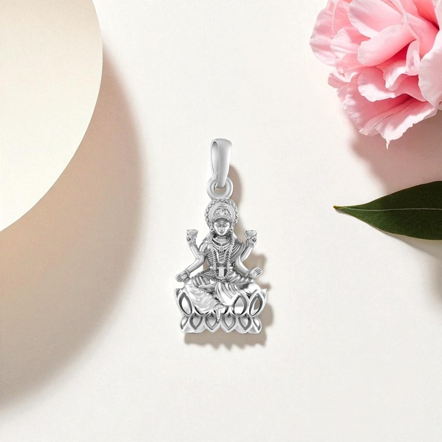 Akshat Sapphire Sterling Silver (92.5% purity) God Laxmi Ji Pendant for Men & Women Pure Silver Lord Laxmi Locket for Good Health & Wealth