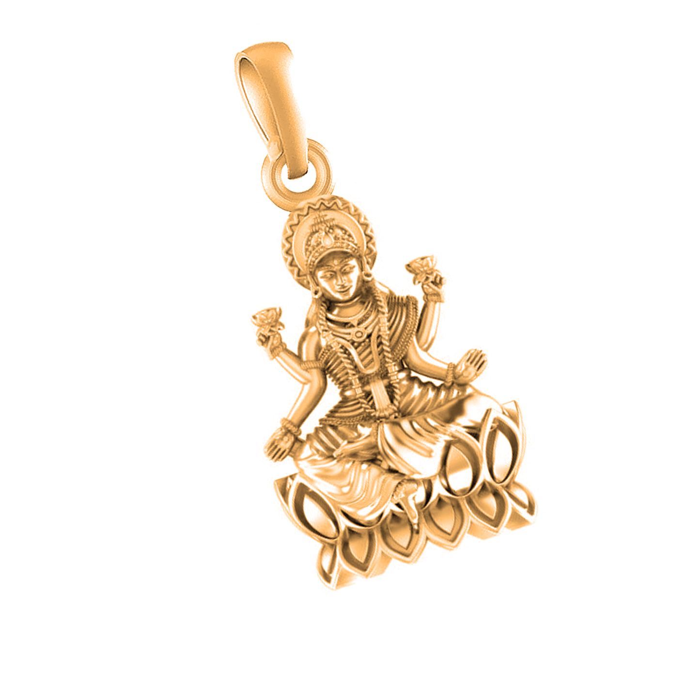 22 CT Gold Plated Silver (92.5% purity) Goddess Laxmi Ji Pendant for Men and Women