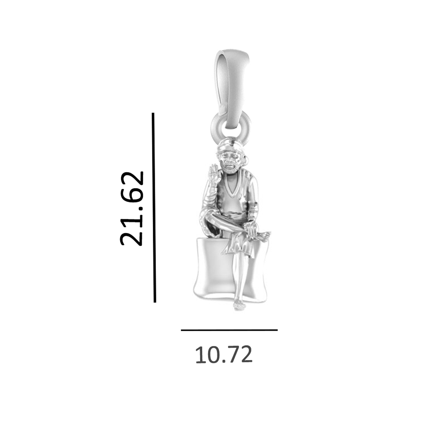 Sterling Silver (92.5% purity) God Sai baba Pendant for Men & Women Pure Silver Lord Sai baba Locket for Good Health & Wealth