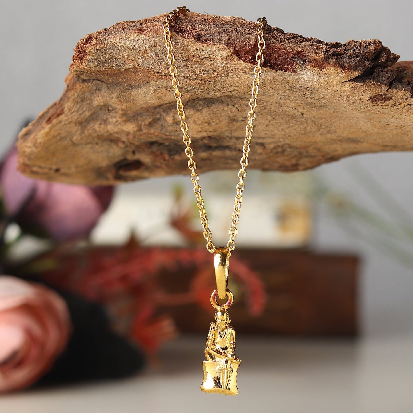 22 CT Gold Plated Silver (92.5% purity) God Sai baba Pendant for Men and Women
