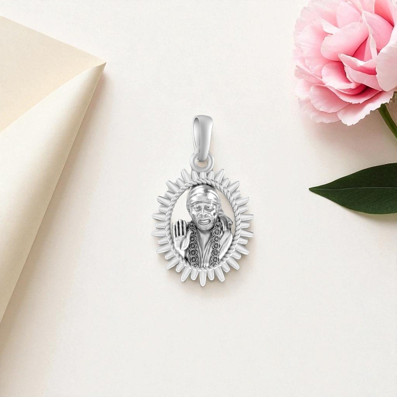 Pure Silver God Sai Baba Pendant/locket – Akshat Sapphire