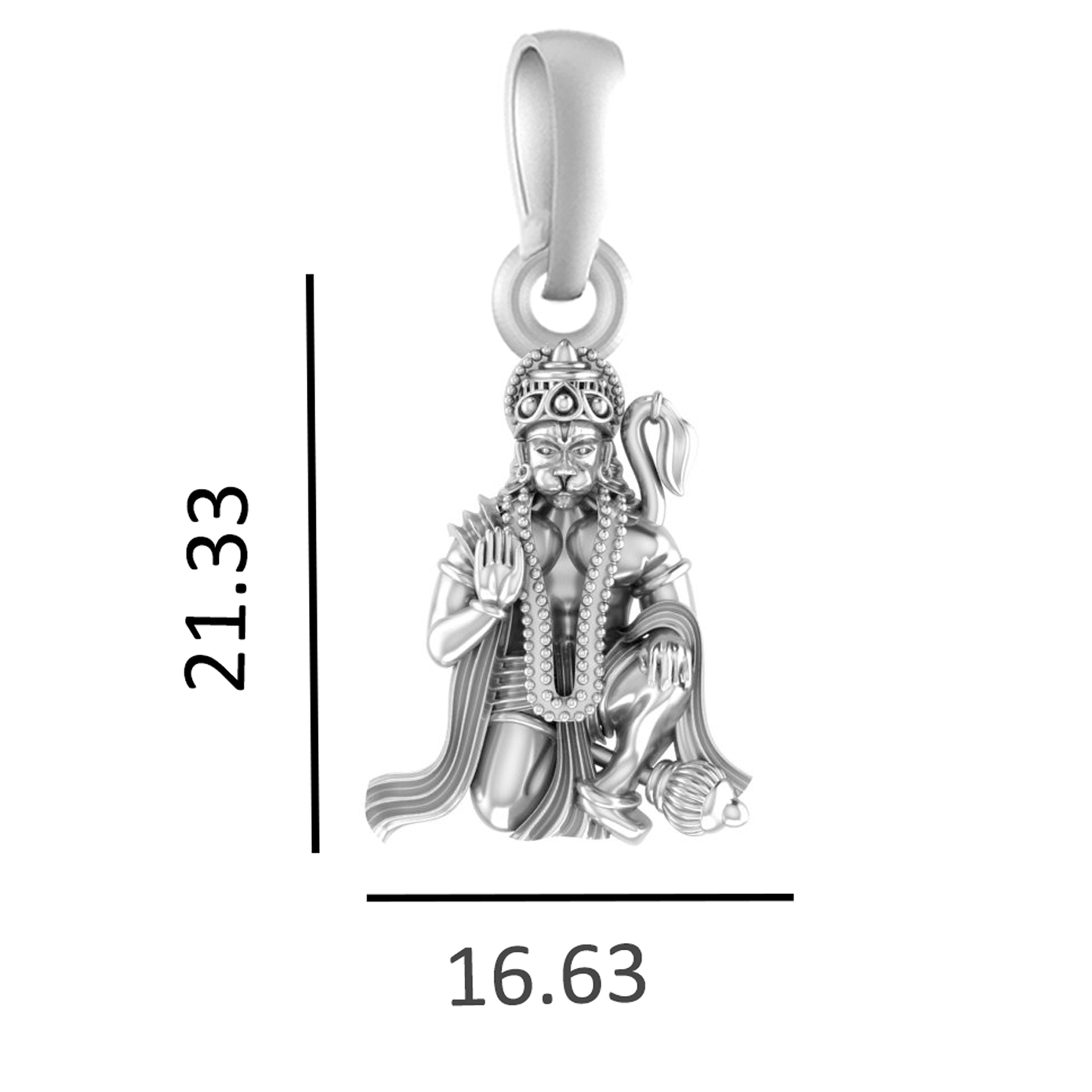 Akshat Sapphire Sterling Silver (92.5% purity) God Hanuman Pendant for Men & Women Pure Silver Lord Bajrang Bali Locket for Good Health & Wealth