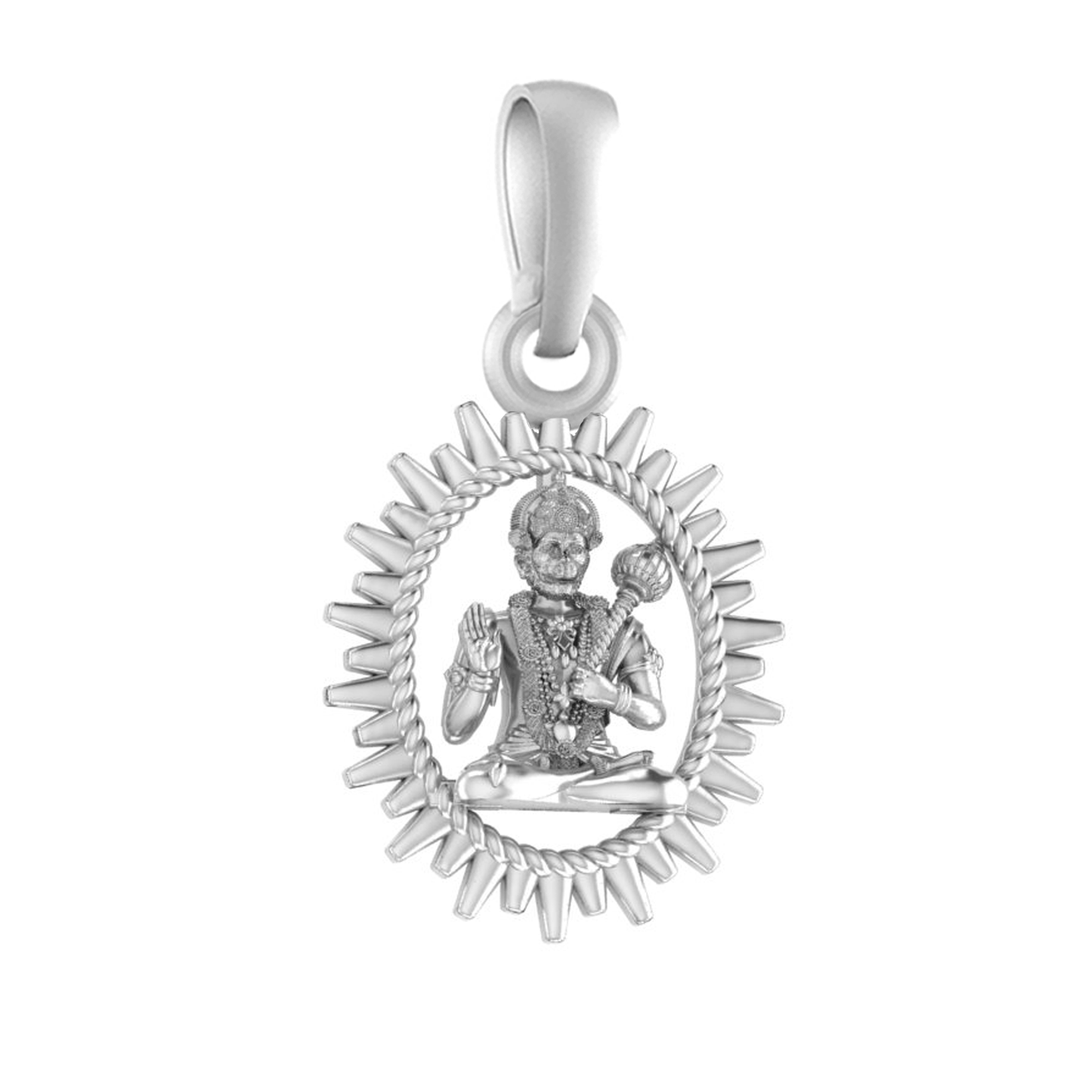 Akshat Sapphire Sterling Silver (92.5% purity) God Hanuman Pendant for Men & Women Pure Silver Lord Bajrang Bali Locket for Good Health & Wealth