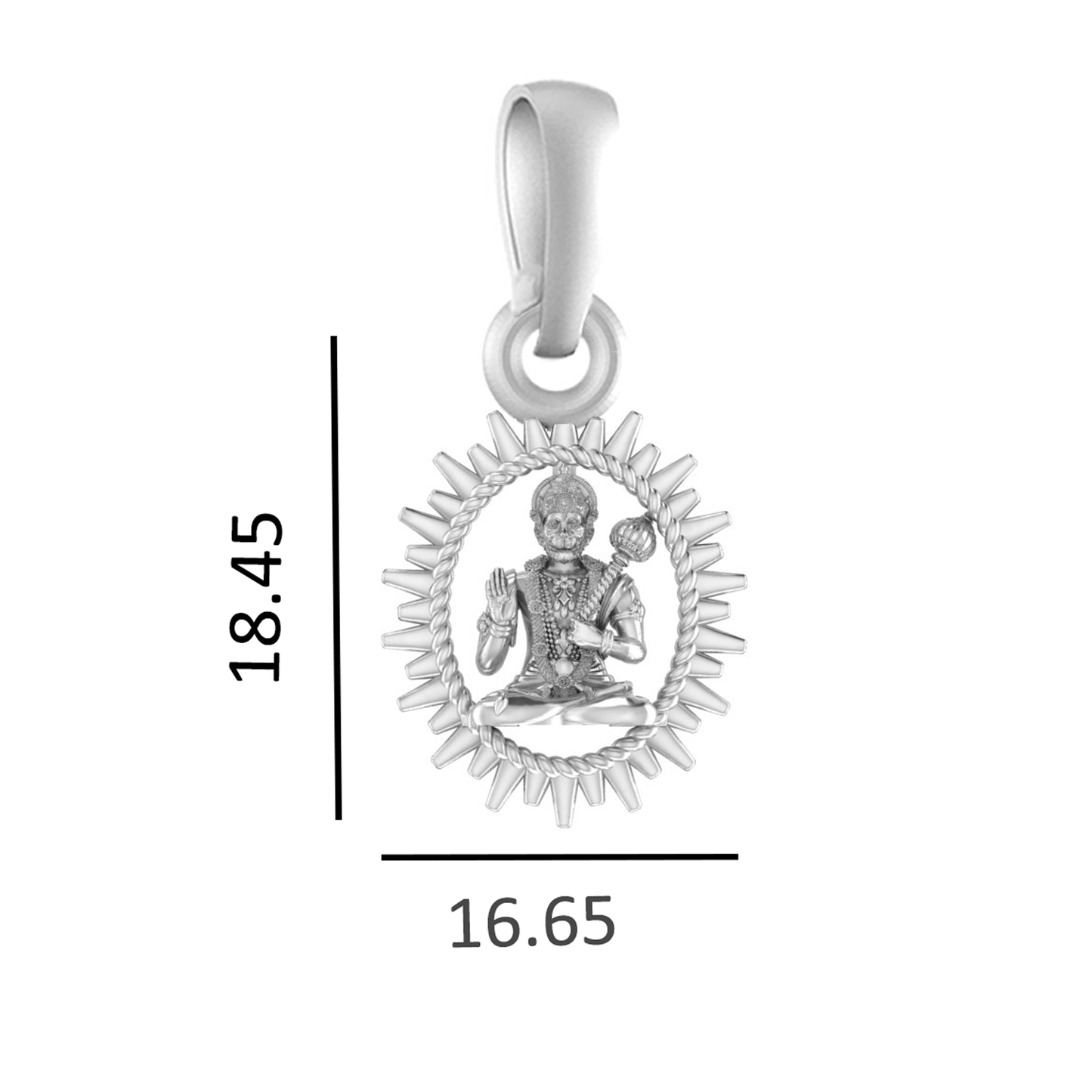 Akshat Sapphire Sterling Silver (92.5% purity) God Hanuman Pendant for Men & Women Pure Silver Lord Bajrang Bali Locket for Good Health & Wealth