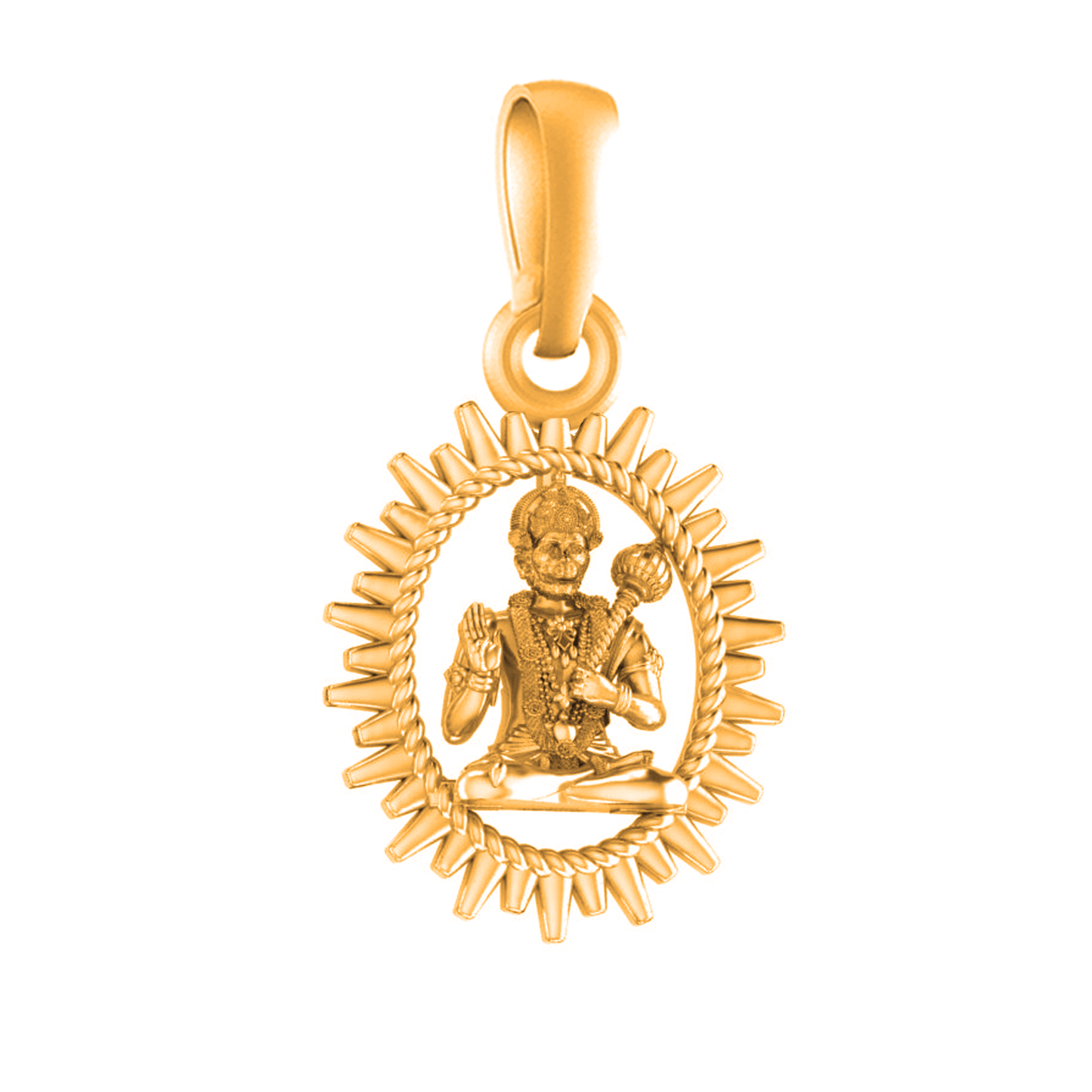 22 CT Gold Plated Silver (92.5% purity)God Hanuman/Bajrang Bali Pendant for Men