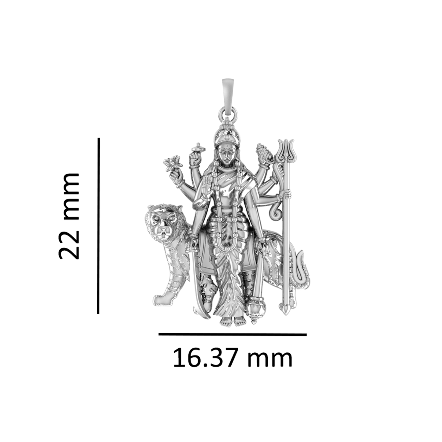 Sterling Silver (92.5% purity) Goddess Durga maa Pendant for Men & Women Pure Silver Lord Durga Maa Locket for Good Health & Wealth