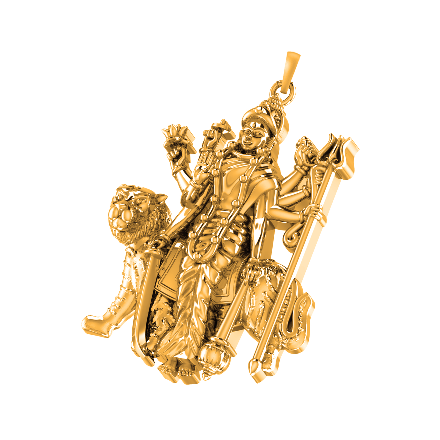 22 CT Gold Plated Silver (92.5% purity) Goddess Durga maa Pendant for Men and Women