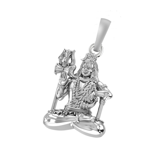 Akshat Sapphire Sterling Silver (92.5% purity) God Shiva Pendant for Men & Women Pure Silver Lord Shiv Locket for Good Health & Wealth