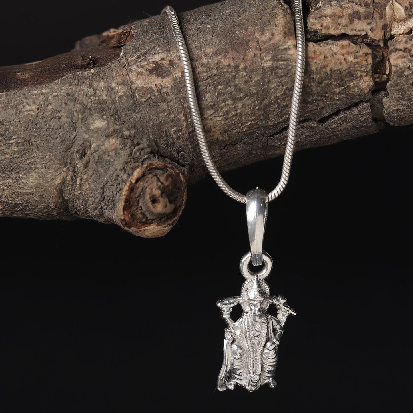 Akshat Sapphire Sterling Silver (92.5% purity) God Ganesh Pendant for Men & Women Pure Silver Lord Ganapathy Locket for Good Health & Wealth