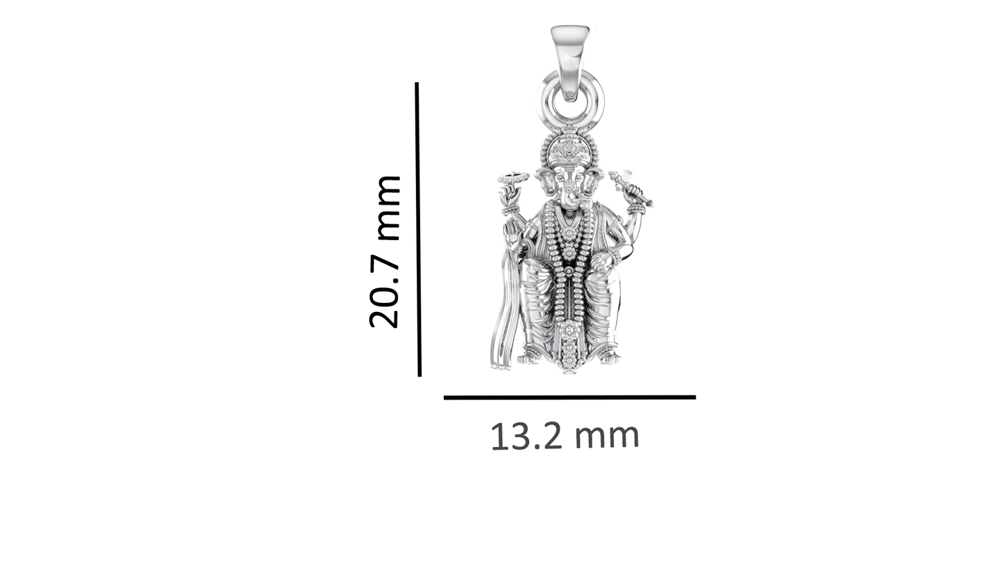 Akshat Sapphire Sterling Silver (92.5% purity) God Ganesh Pendant for Men & Women Pure Silver Lord Ganapathy Locket for Good Health & Wealth