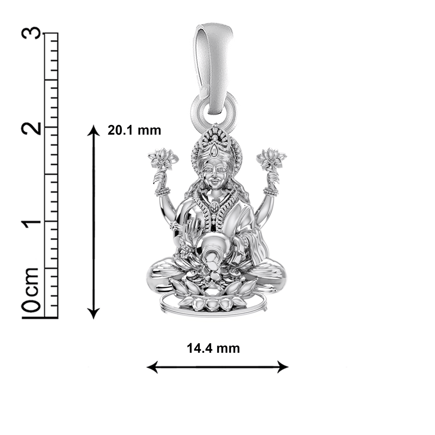 Sterling Silver (92.5% purity) God Laxmi Ji Pendant for Men & Women Pure Silver Lord Laxmi Locket for Good Health & Wealth