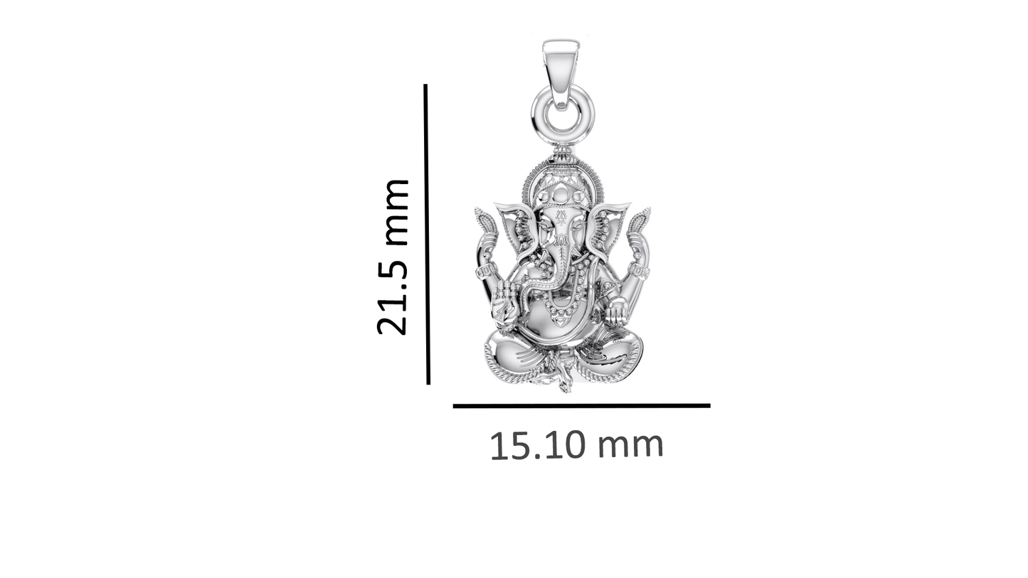 Akshat Sapphire Sterling Silver (92.5% purity) God Ganesh Pendant for Men & Women Pure Silver Lord Ganapathy Locket for Good Health & Wealth
