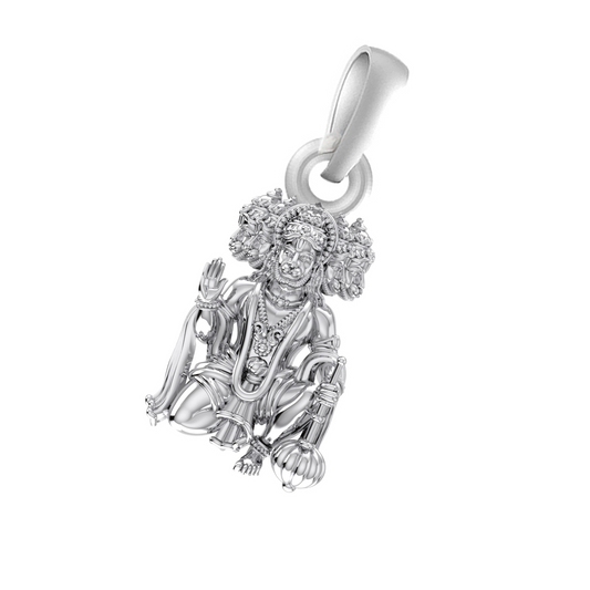 Akshat Sapphire Sterling Silver (92.5% purity) God Panchmukhi Hanuman Pendant for Men & Women Pure Silver Lord Panchmukhi Hanuman Locket for Good Health & Wealth