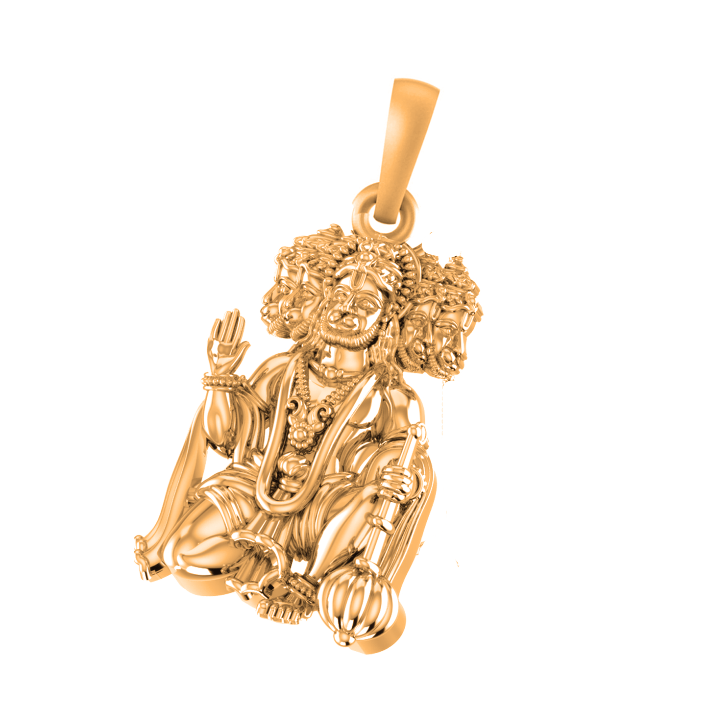 22 CT Gold Plated Silver (92.5% purity)God Panchmukhi Hanuman Pendant for Men