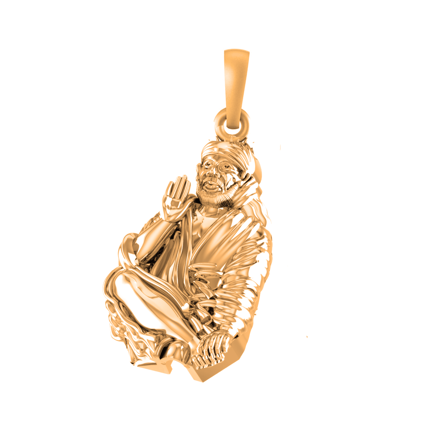 22 CT Gold Plated Silver (92.5% purity) God Sai baba baba Pendant for Men and Women