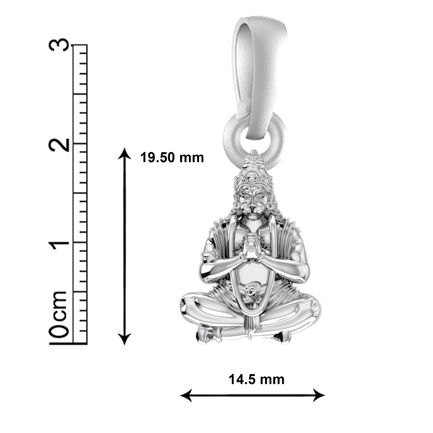 Akshat Sapphire Sterling Silver (92.5% purity) God Hanuman Pendant for Men & Women Pure Silver Lord Bajrang Bali Locket for Good Health & Wealth