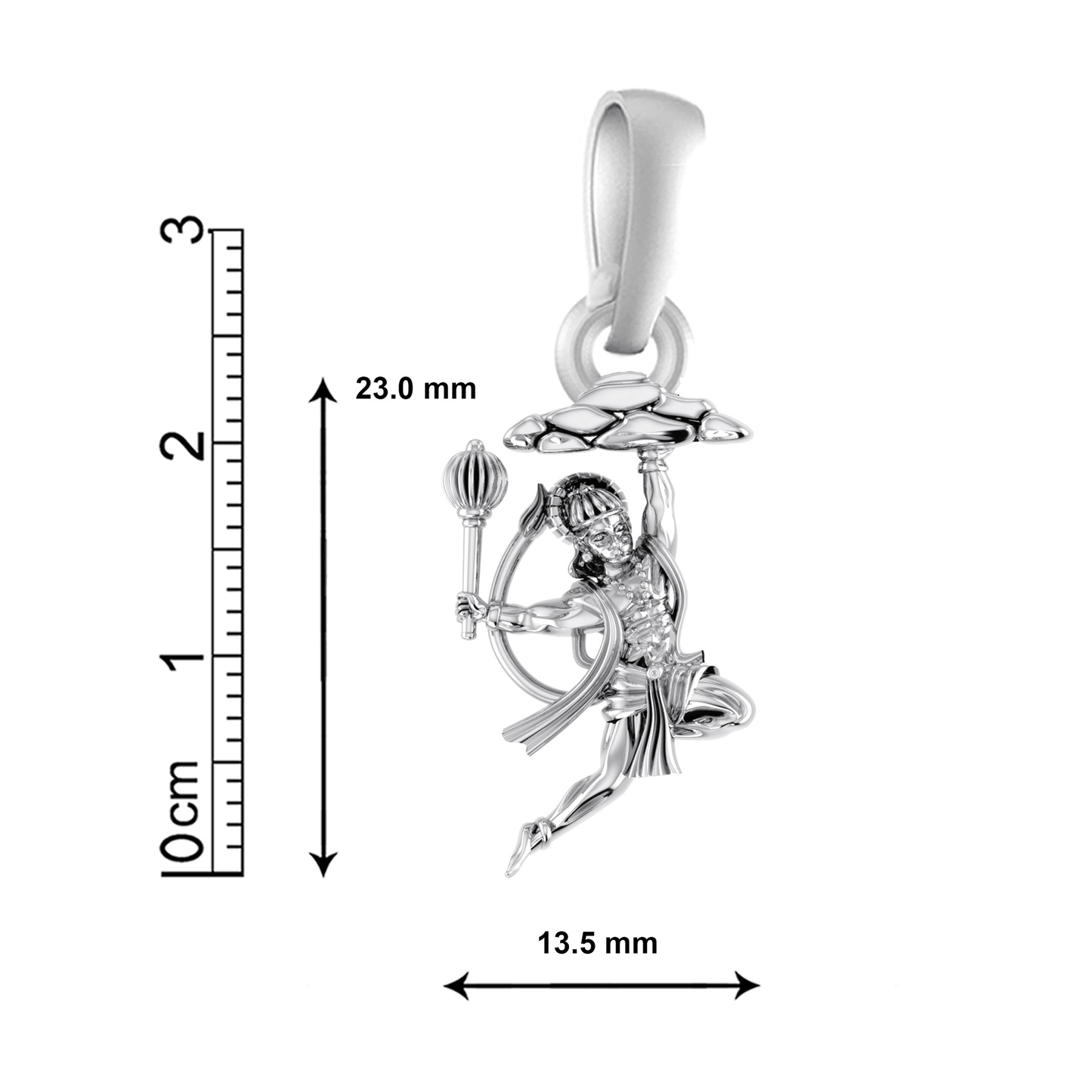 Sterling Silver (92.5% purity) God Hanuman Pendant for Men & Women Pure Silver Lord Bajrang Bali Locket for Good Health & Wealth