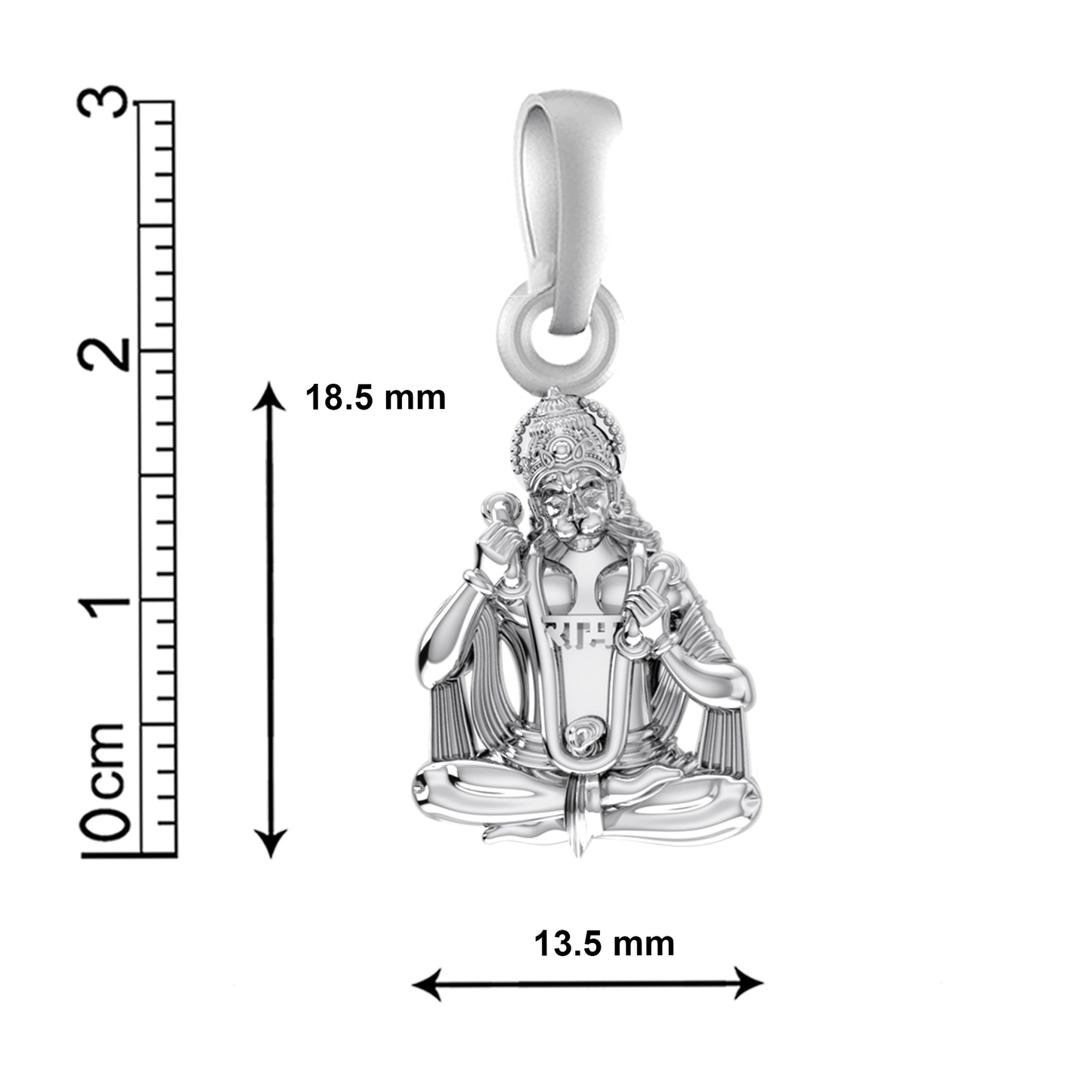 Sterling Silver (92.5% purity) God Hanuman Pendant for Men & Women Pure Silver Lord Bajrang Bali Locket for Good Health & Wealth