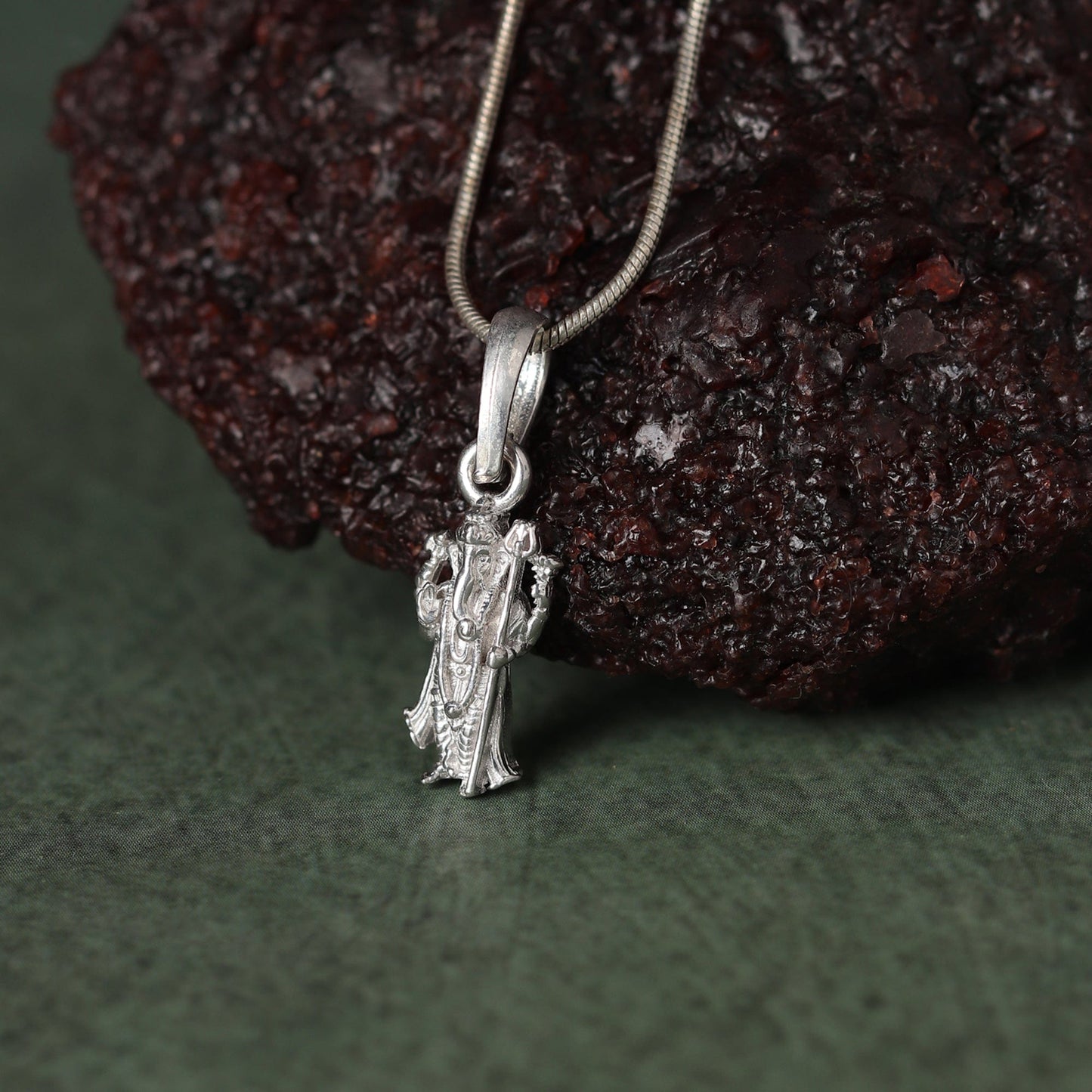 Akshat Sapphire Sterling Silver (92.5% purity) God Ganesh Pendant for Men & Women Pure Silver Lord Ganapathy Locket for Good Health & Wealth