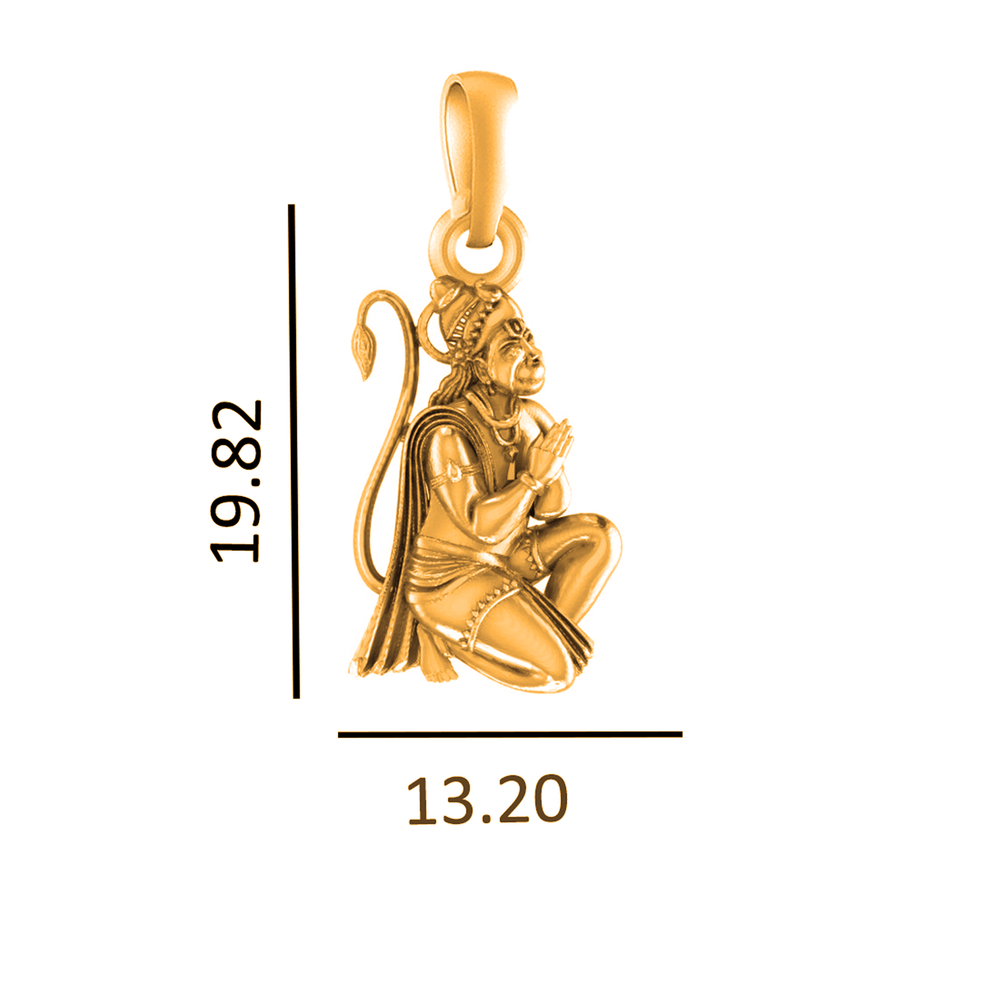 22 CT Gold Plated Silver (92.5% purity)God Hanuman Pendant for Men