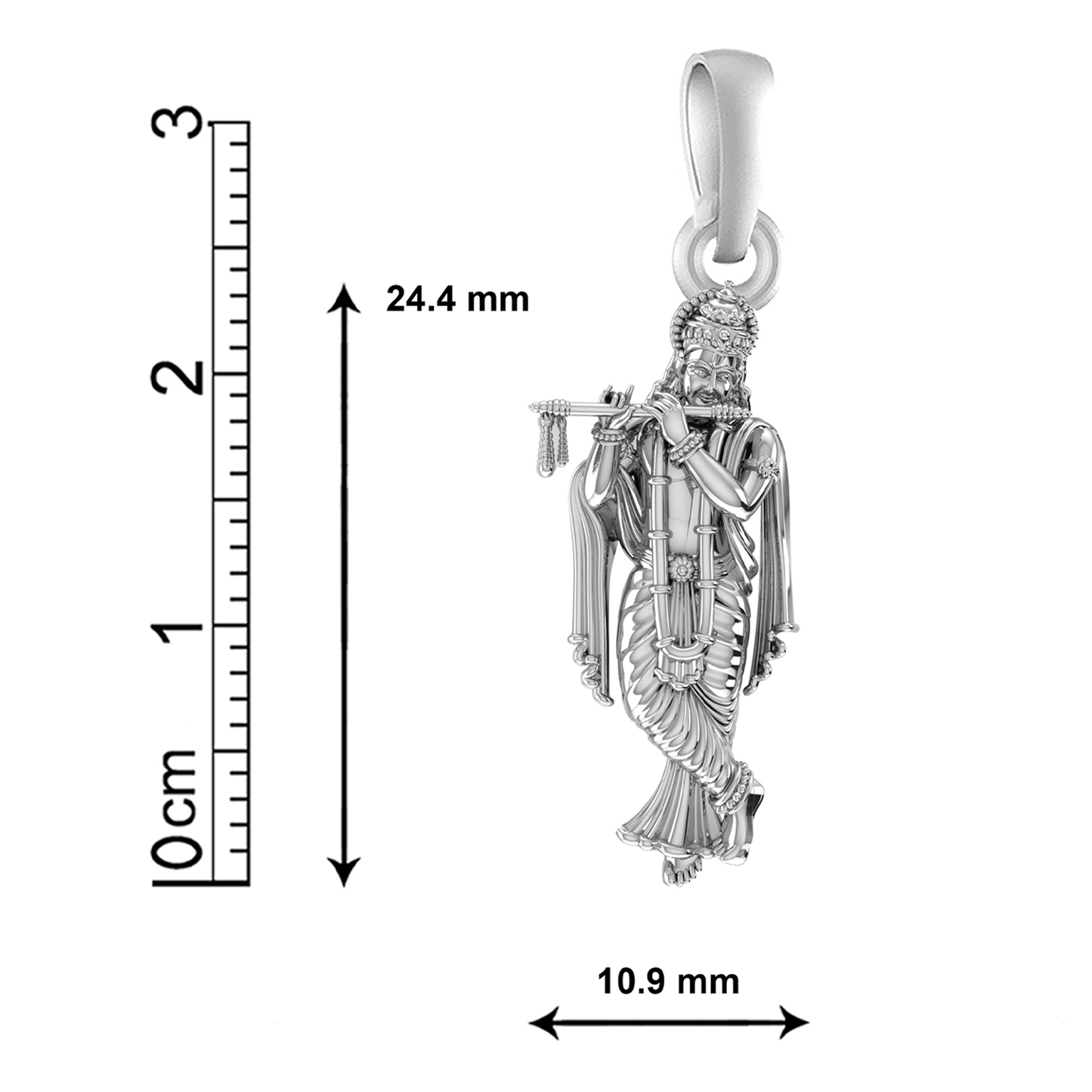 Sterling Silver (92.5% purity) God Krishna Pendant for Men & Women Pure Silver Lord krishan Locket for Good Health & Wealth