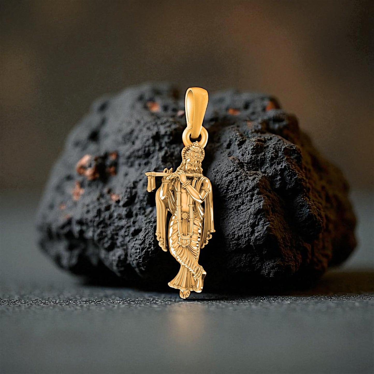 22 CT Gold Plated Silver (92.5% purity) God Krishna Pendant (Big Size) for Men and Women