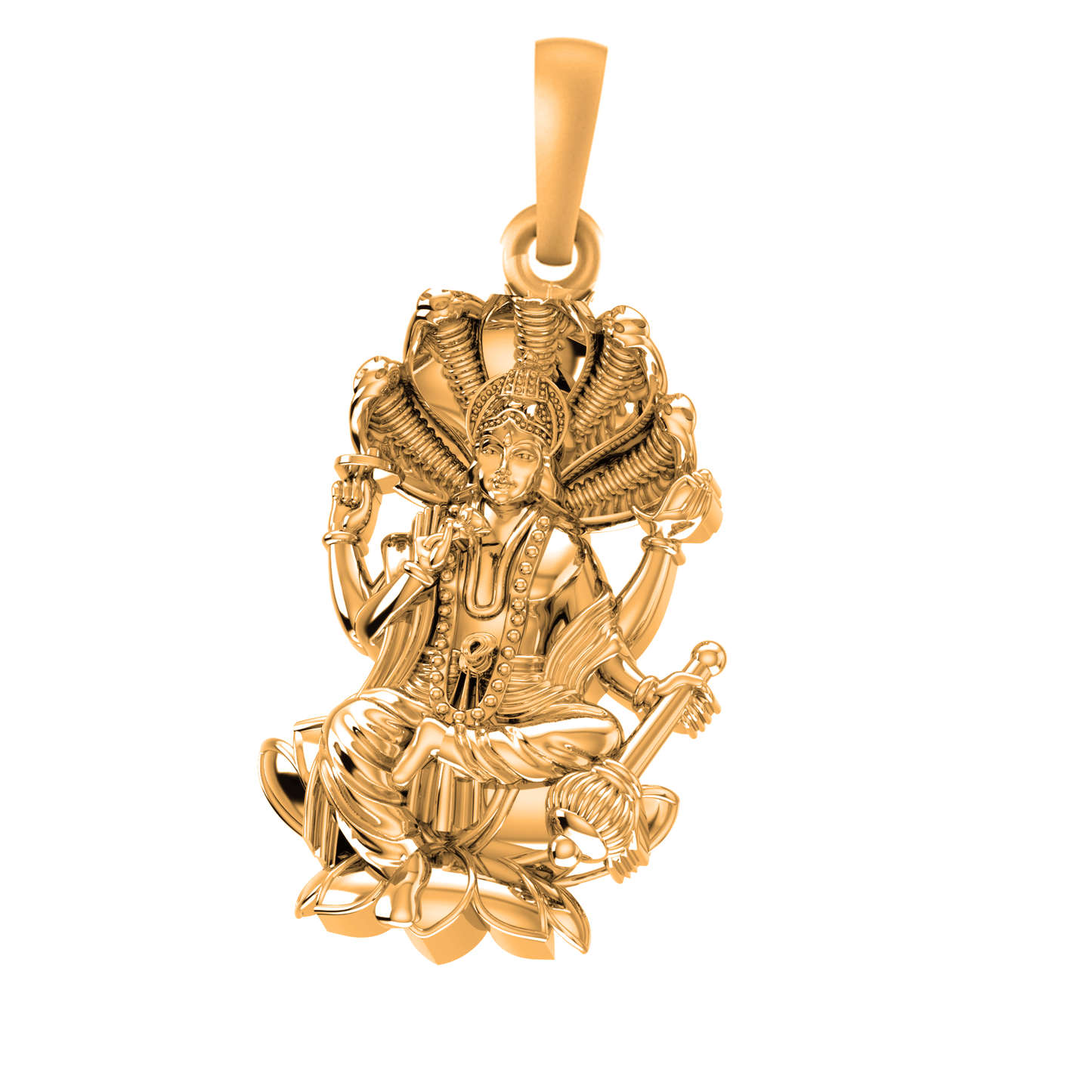 22 CT Gold Plated Silver (92.5% purity) God Vishnu Pendant for Men and Women