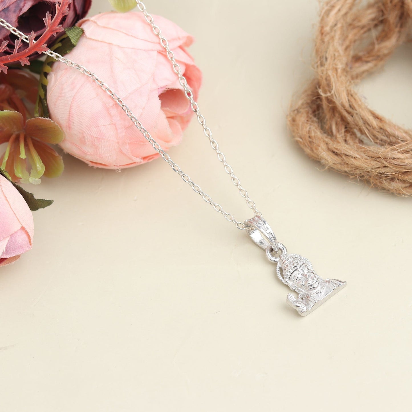 Akshat Sapphire Sterling Silver (92.5% purity) God Hanuman Pendant for Men & Women Pure Silver Lord Bajrang Bali Locket for Good Health & Wealth