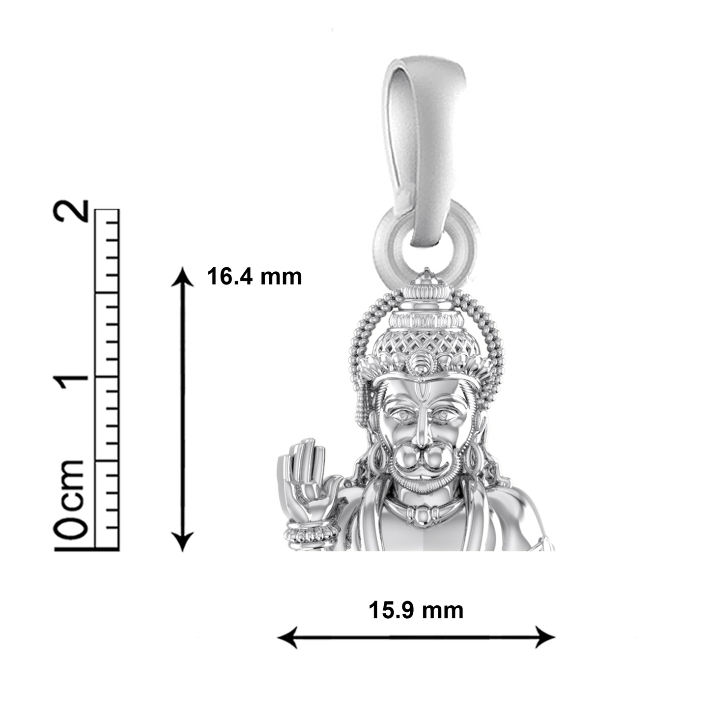Akshat Sapphire Sterling Silver (92.5% purity) God Hanuman Pendant for Men & Women Pure Silver Lord Bajrang Bali Locket for Good Health & Wealth
