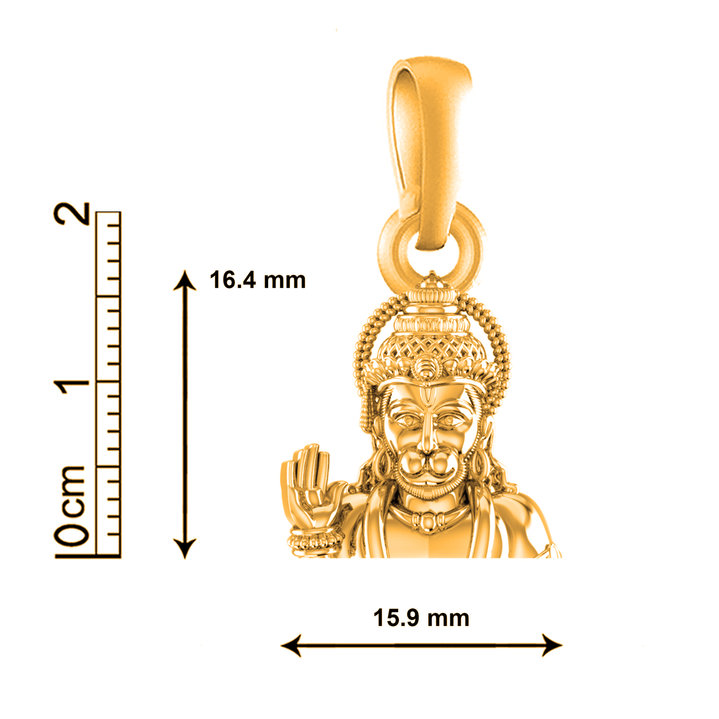 22 CT Gold Plated Silver (92.5% purity)God Hanuman Pendant for Men