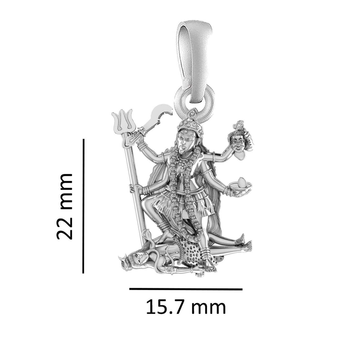 Sterling Silver (92.5% purity) Goddess kali maa Pendant for Men & Women Pure Silver Lord Maa Kaali Locket for Good Health & Wealth