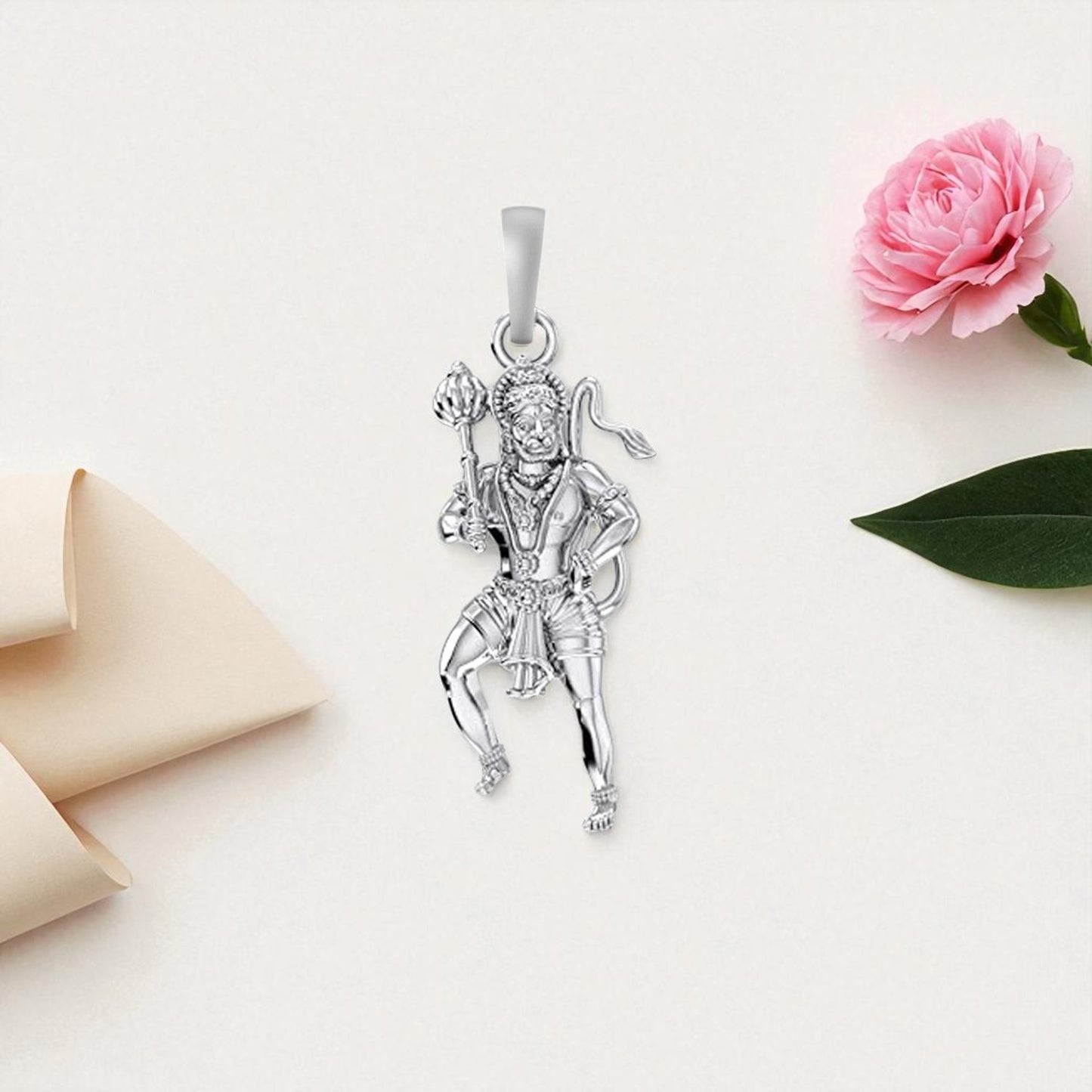 Akshat Sapphire 92.5% Pure Sterling Silver God Hanuman (Big Size) Pendant for Men and Boys