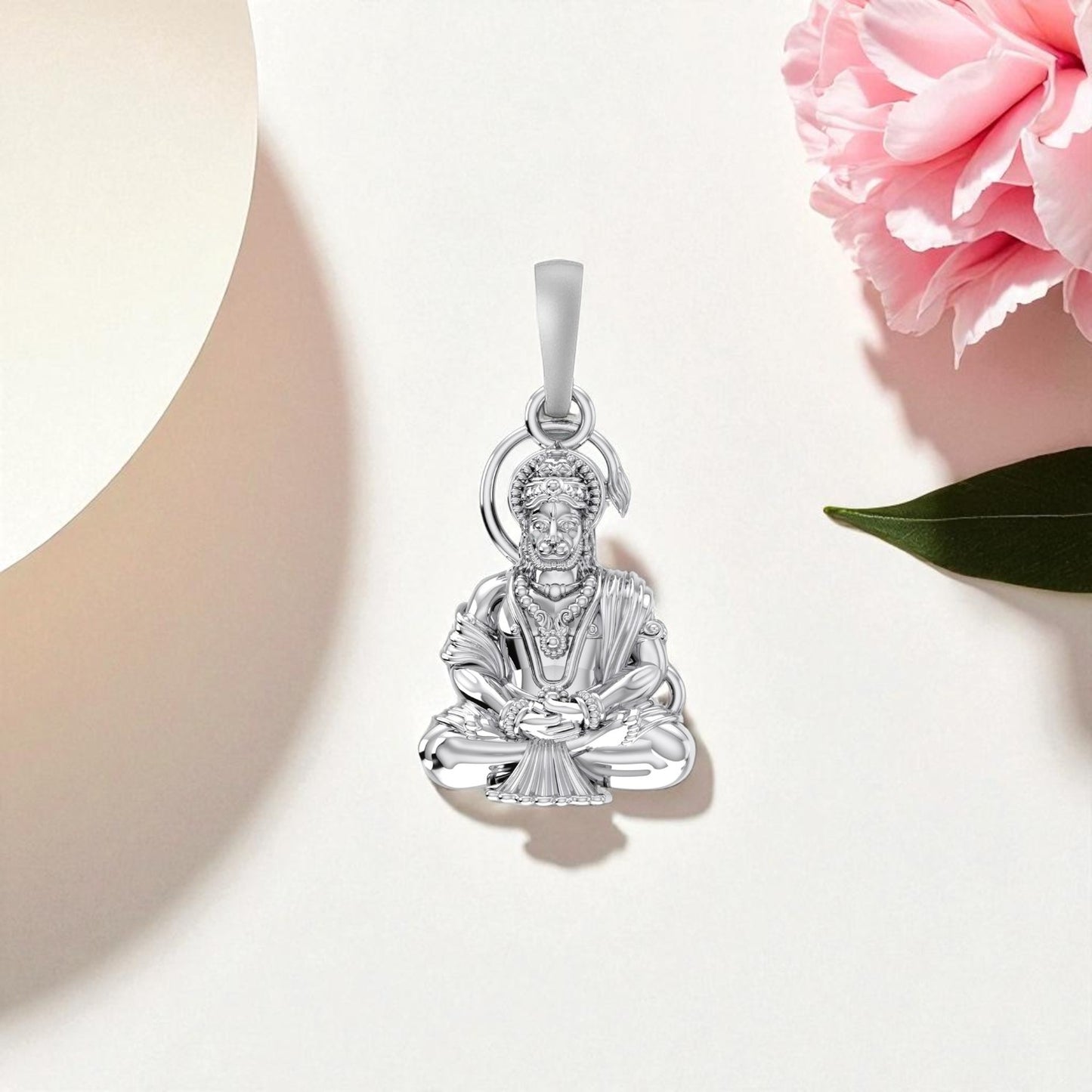 Akshat Sapphire Sterling Silver (92.5% purity) God Hanuman Pendant for Men & Women Pure Silver Lord Bajrang Bali Locket for Good Health & Wealth