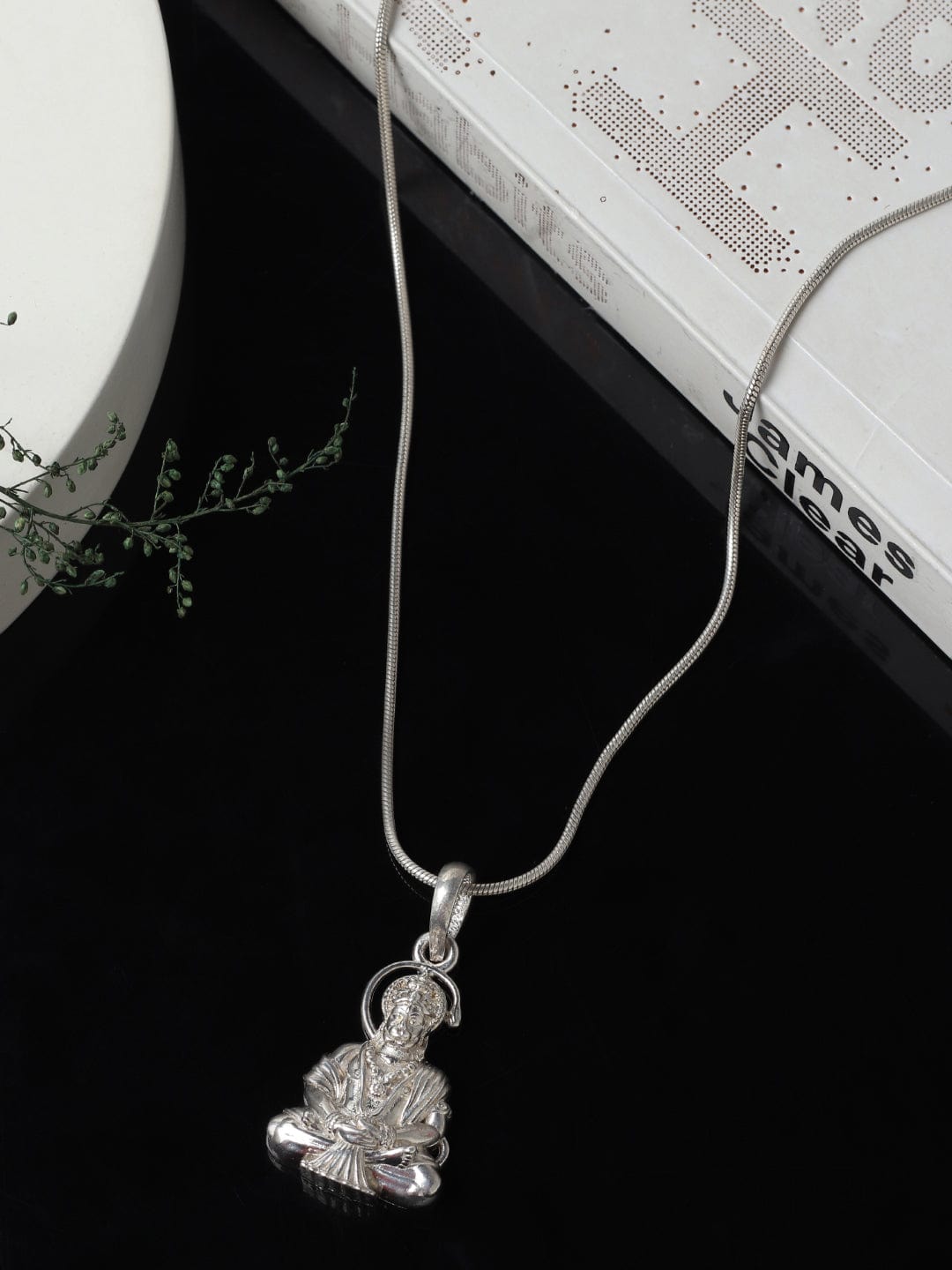 Akshat Sapphire Sterling Silver (92.5% purity) God Hanuman Pendant for Men & Women Pure Silver Lord Bajrang Bali Locket for Good Health & Wealth