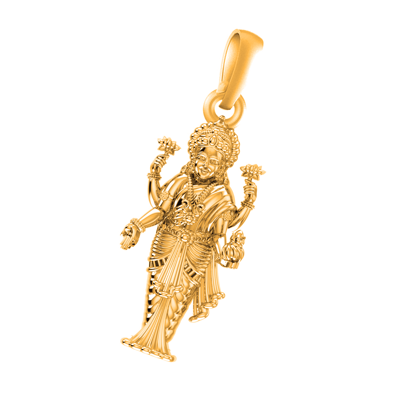 22 CT Gold Plated Silver (92.5% purity) Goddess Laxmi Ji Pendant for Men and Women