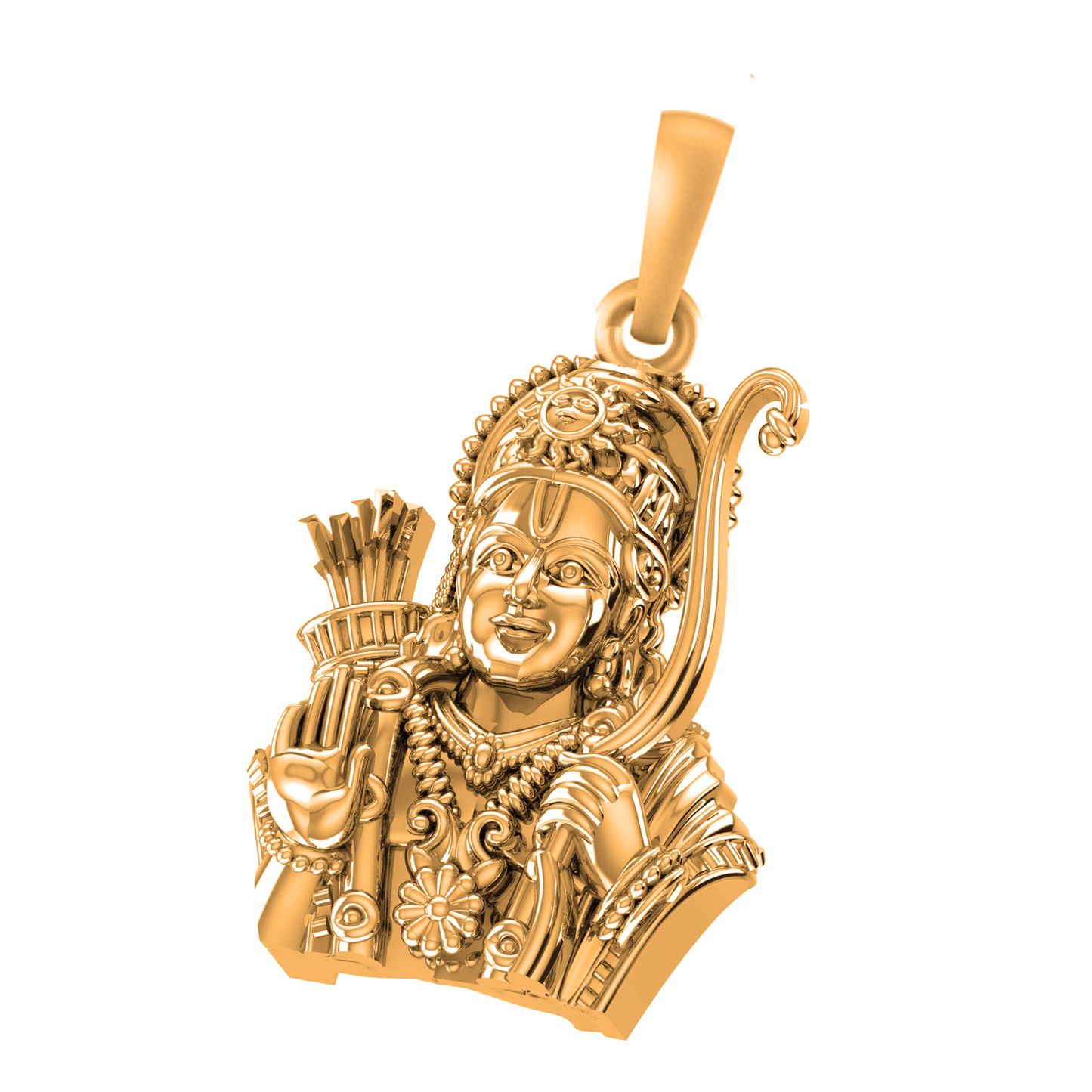 22 CT Gold Plated Silver (92.5% purity) God Ram Pendant for Men and Women