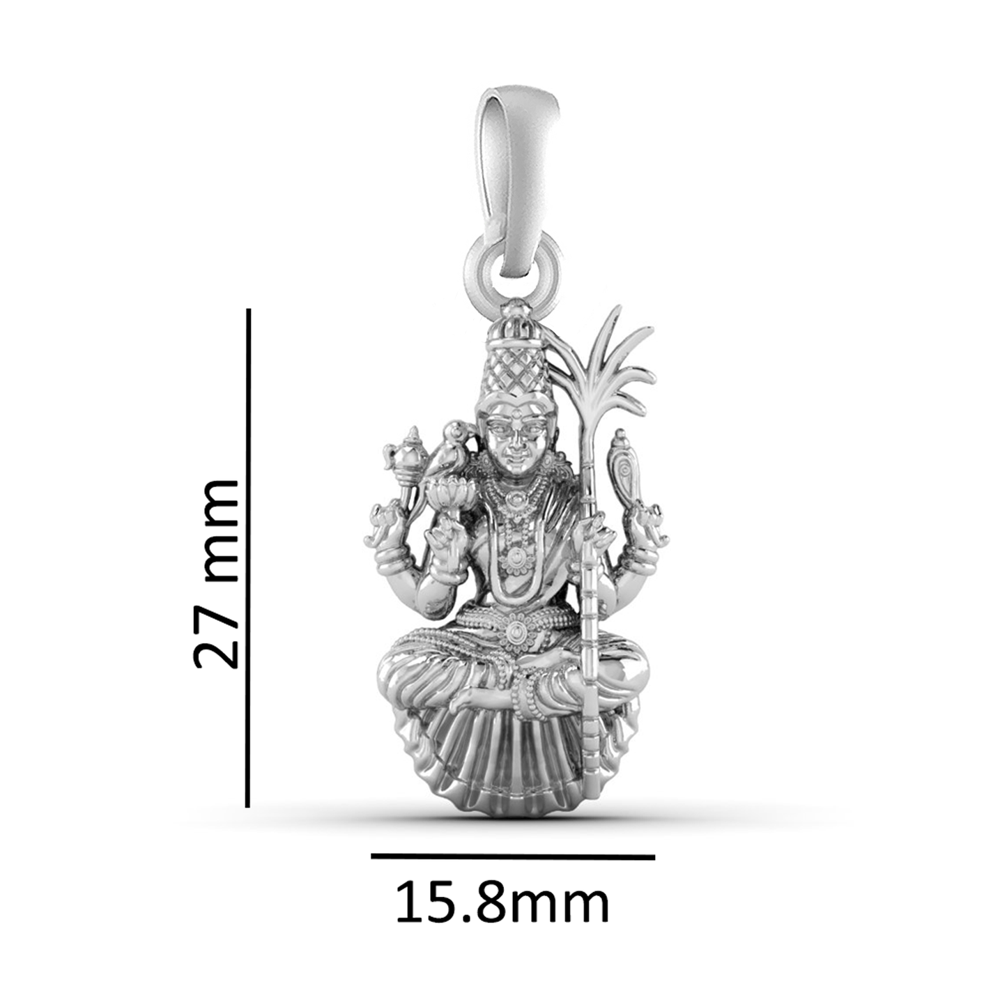 Akshat Sapphire Sterling Silver (92.5% purity) Goddess Maa Lalitha Parameswari Pendant for Men & Women Pure Silver Lord Ma Lalita Sahasranamam Tripura Sundari Locket for Good Health & Wealth