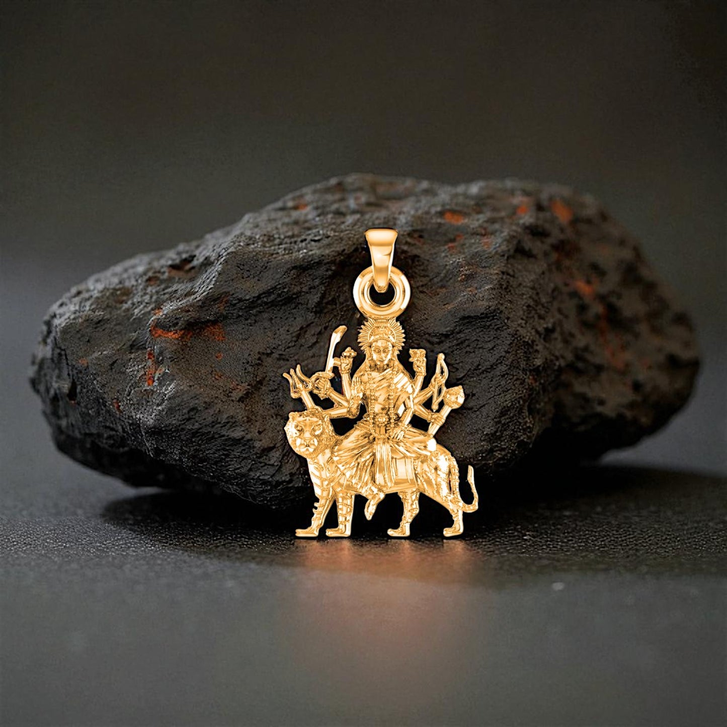 22 CT Gold Plated Silver (92.5% purity) Goddess Durga maa Pendant for Men and Women