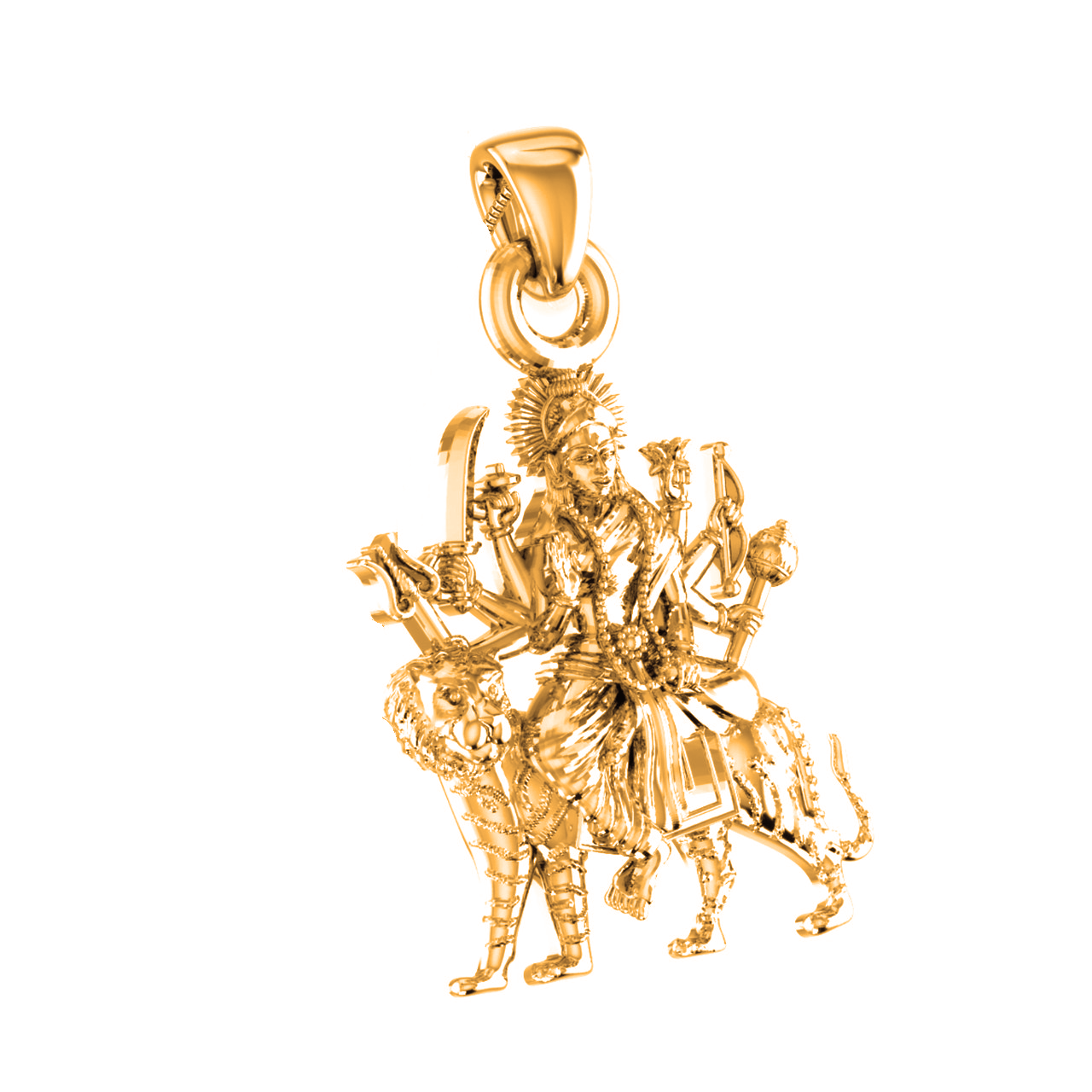 22 CT Gold Plated Silver (92.5% purity) Goddess Durga maa Pendant for Men and Women