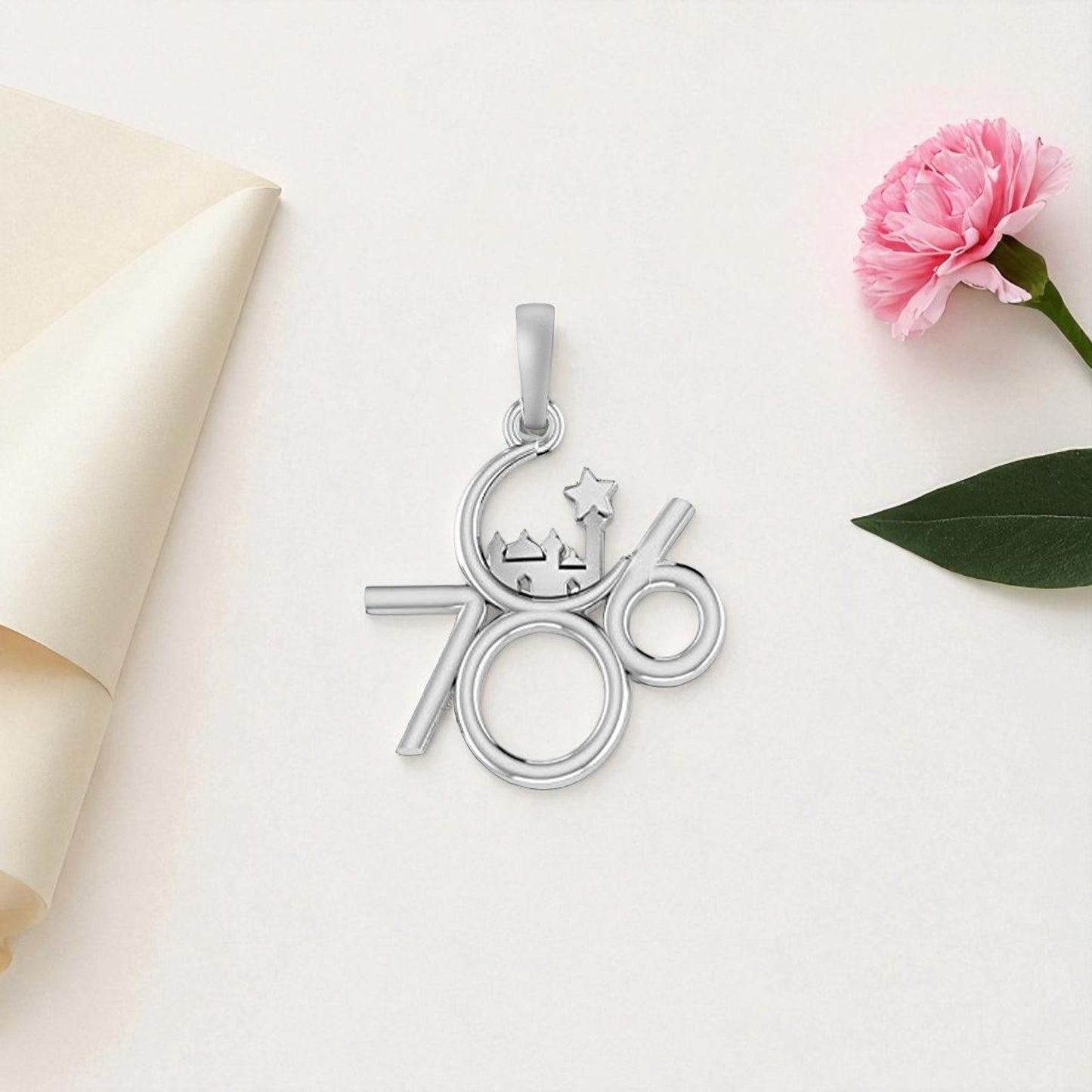 Akshat Sapphire Sterling Silver (92.5% purity) religious and lucky 786 Pendant for Men and women Pure Silver Muslim spiritual 786 Locket for Good Luck, Health & Wealth