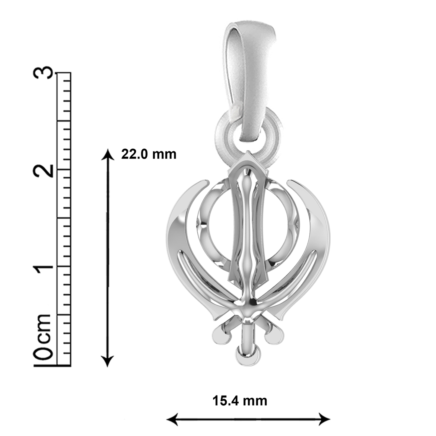 Sterling Silver (92.5% Purity) Pure Silver religious Sikh Khanda symbol Pendant for Men and women