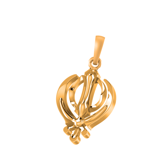 22 CT Gold Plated Silver (92.5% purity) religious Sikh Khanda symbol Pendant for Men and Women